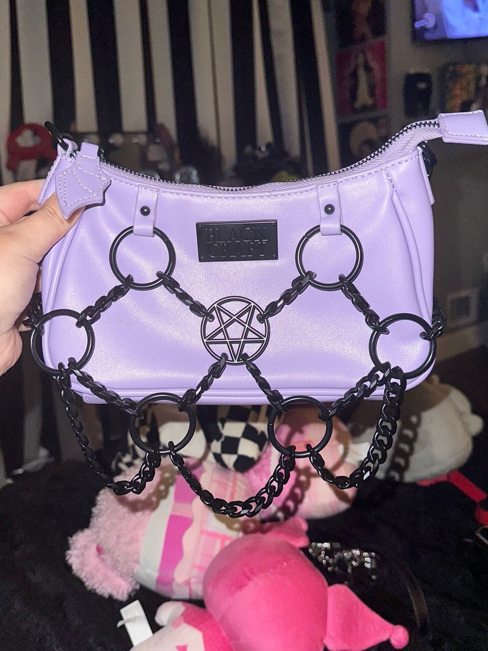 Lilac Mini Chain-Embellished Shoulder Bag